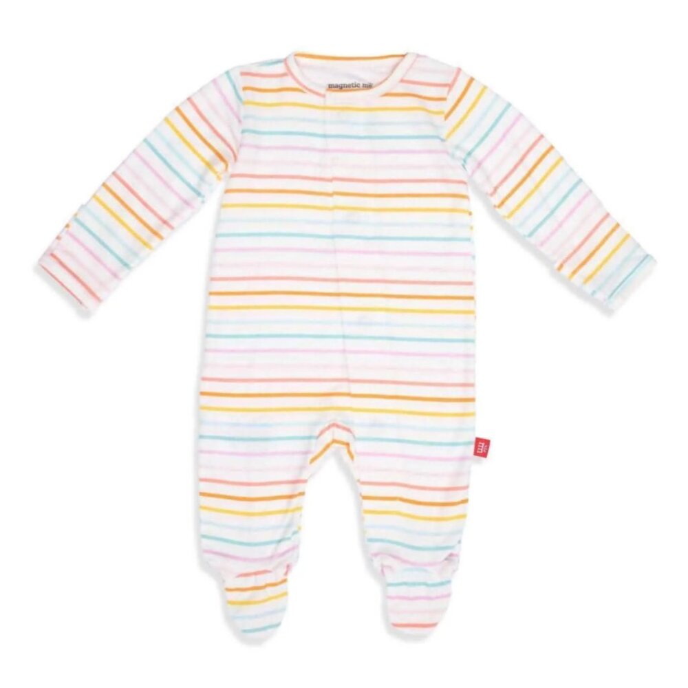 Magnetic Me candy stripe modal magnetic footie pajamas (size newborn)